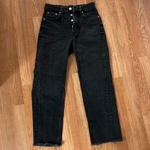 Zara High Rise Straight Leg Ankle Jeans